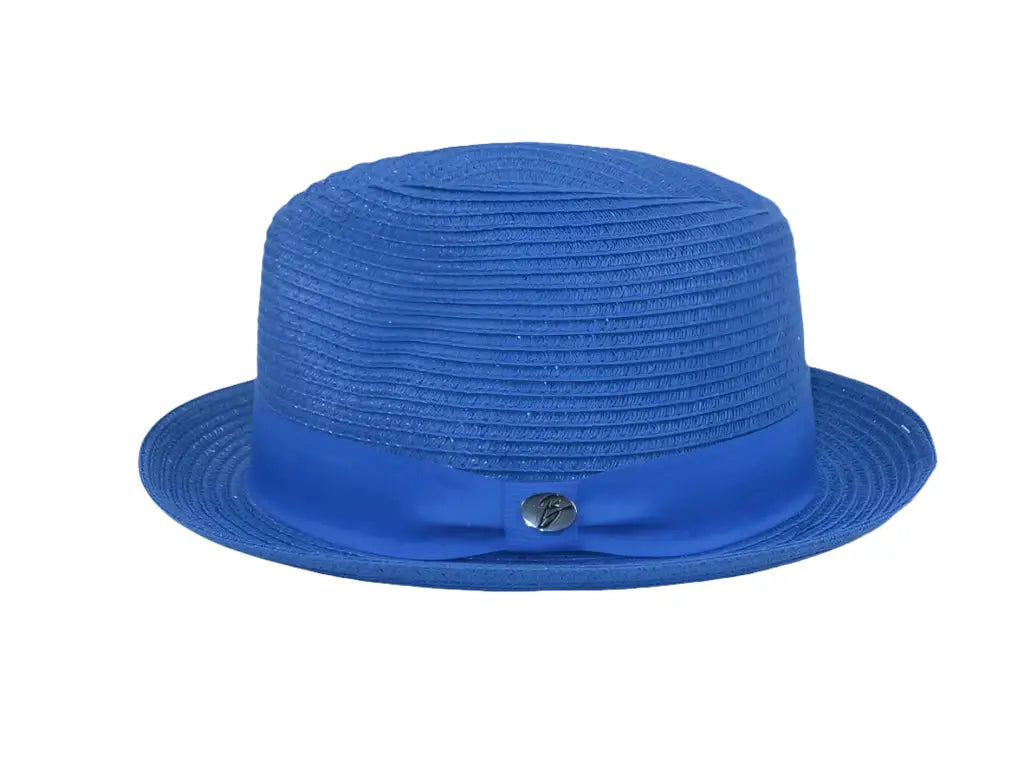 Men's Bently Semi Crushable Fedora Briad Straw Hat Leonardo LE237 Royal Blue