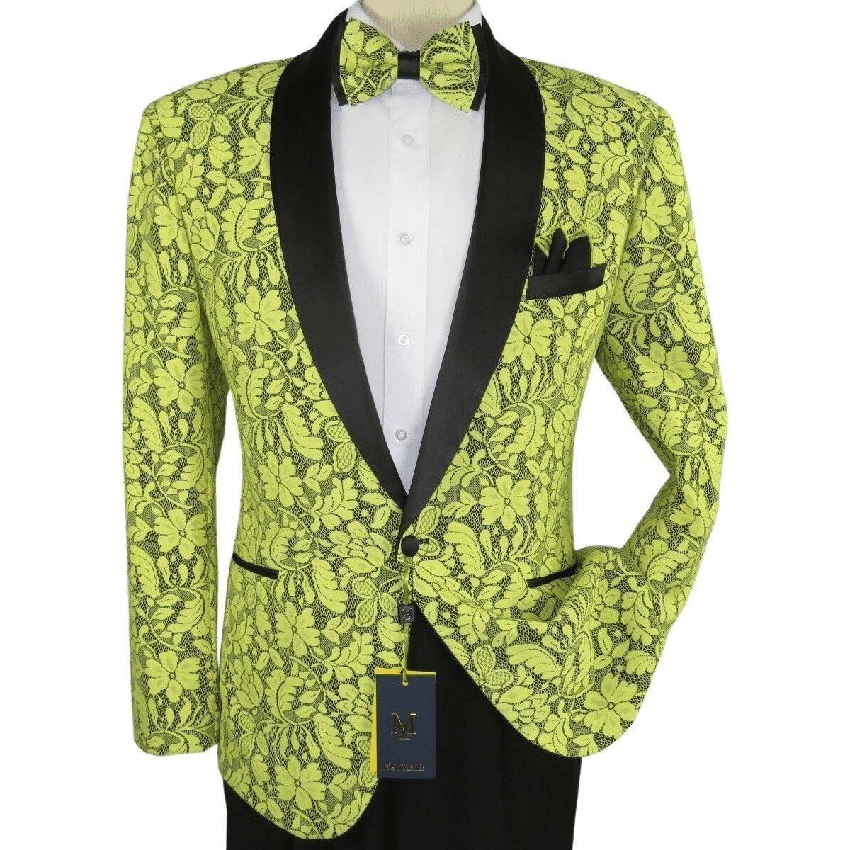 Manzini Insomnia blazer Stage Performer Formal Jacket Lace Design MZN116 Yellow - J.Valintin Men's Wear Legend - 71199