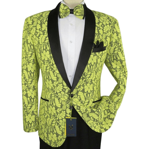 Manzini Insomnia blazer Stage Performer Formal Jacket Lace Design MZN116 Yellow - J.Valintin Men's Wear Legend - 71199