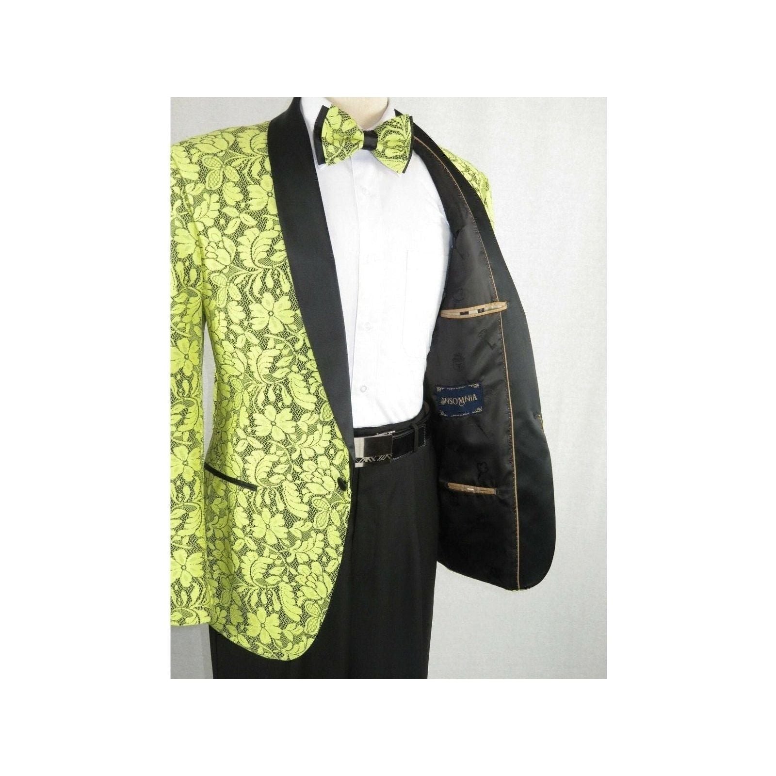 Manzini Insomnia blazer Stage Performer Formal Jacket Lace Design MZN116 Yellow - J.Valintin Men's Wear Legend - 71199
