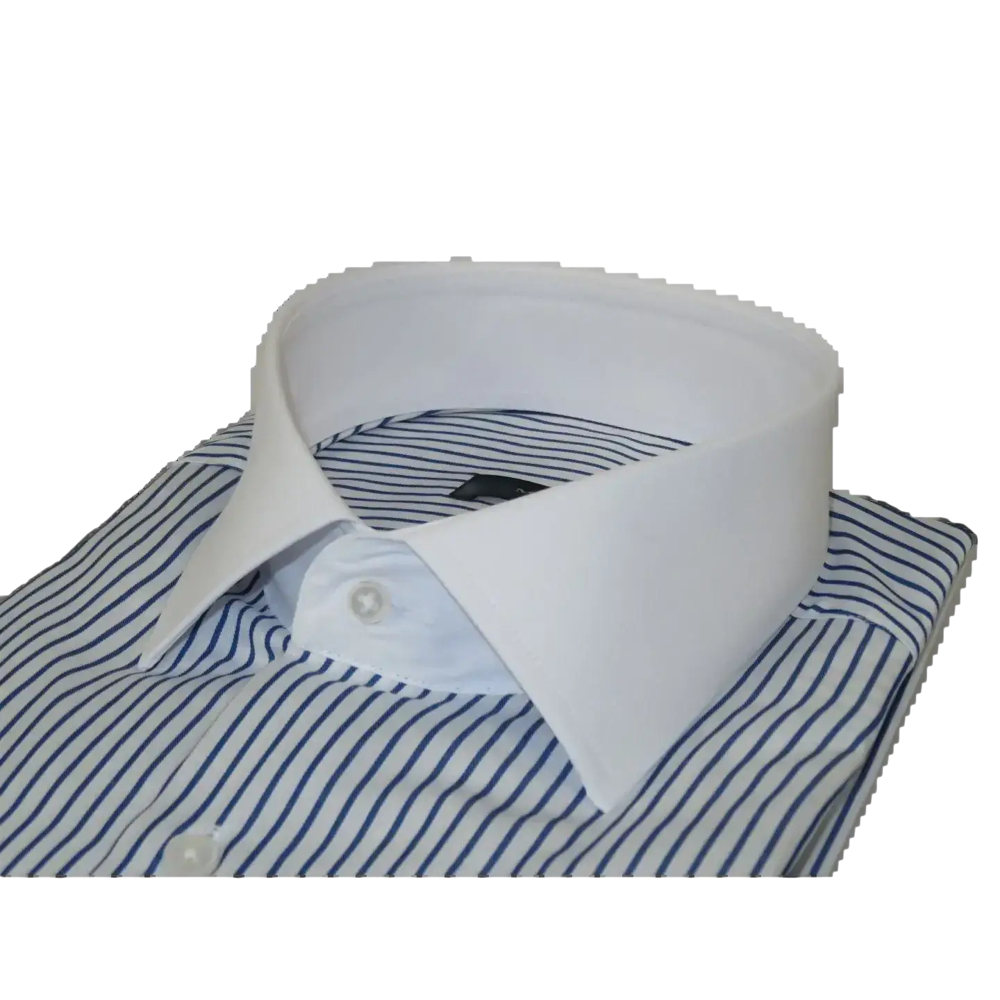 Men's Shirt MARCUZZI Turkey 100% Cotton Marc4 Navy Stripe White Collar and Cuffs