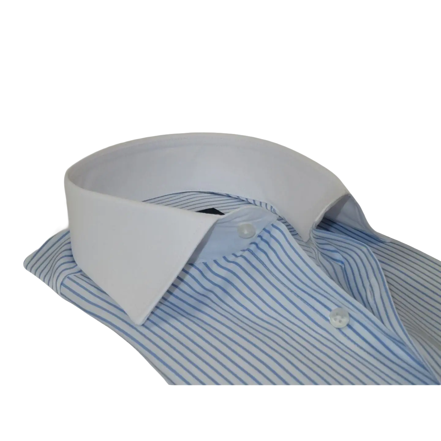 Men's Shirt MARCUZZI Turkey 100% Cotton Marc5 Blue Stripe White Collar and Cuffs