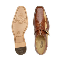Belvedere Shoes Marte Genuine Ostrich Leg single buckle monk strap Camel R810