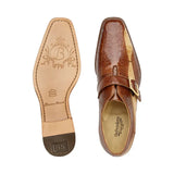 Belvedere Shoes Marte Genuine Ostrich Leg single buckle monk strap Camel R810