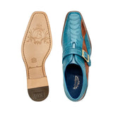 Belvedere Shoes Marte Genuine Ostrich Leg single buckle monk strap Ocean R810