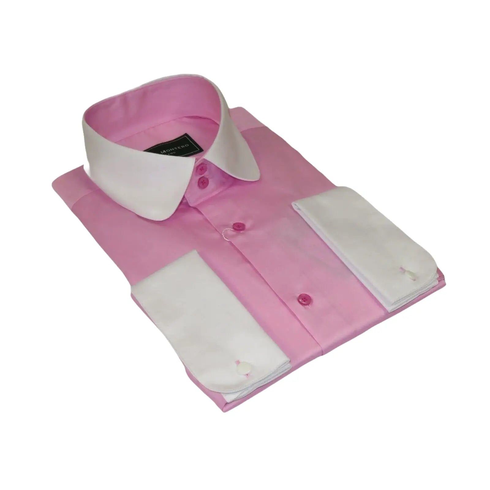 Men 100% Cotton Shirt CIERO MONTERO Turkey #STN 05 Pink/White Collar Slim Fit - J.Valintin Men's Wear Legend - 101051