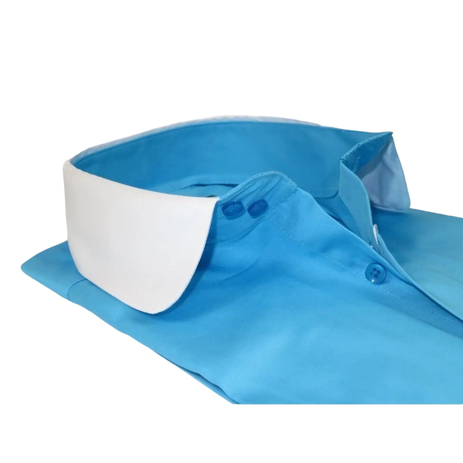 Men 100% Cotton Shirt CIERO MONTERO Turkey #STN 066 Teal/White Collar Slim Fit - J.Valintin Men's Wear Legend - 101043