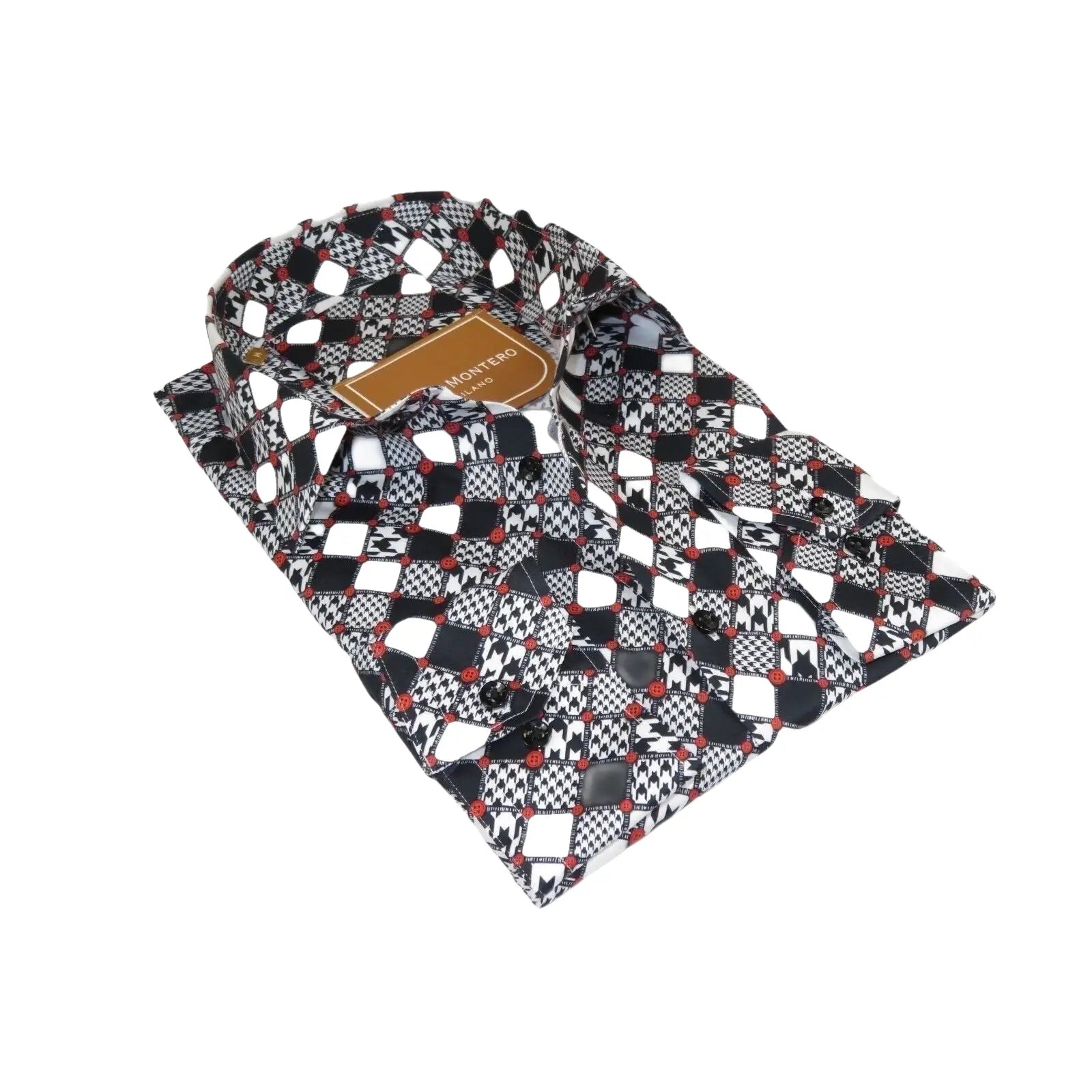 Men 100% Cotton Sport Shirt CIERO MONTERO Turkey Dress/Casual #5055 - 01 Black/Red - J.Valintin Men's Wear Legend - 101100