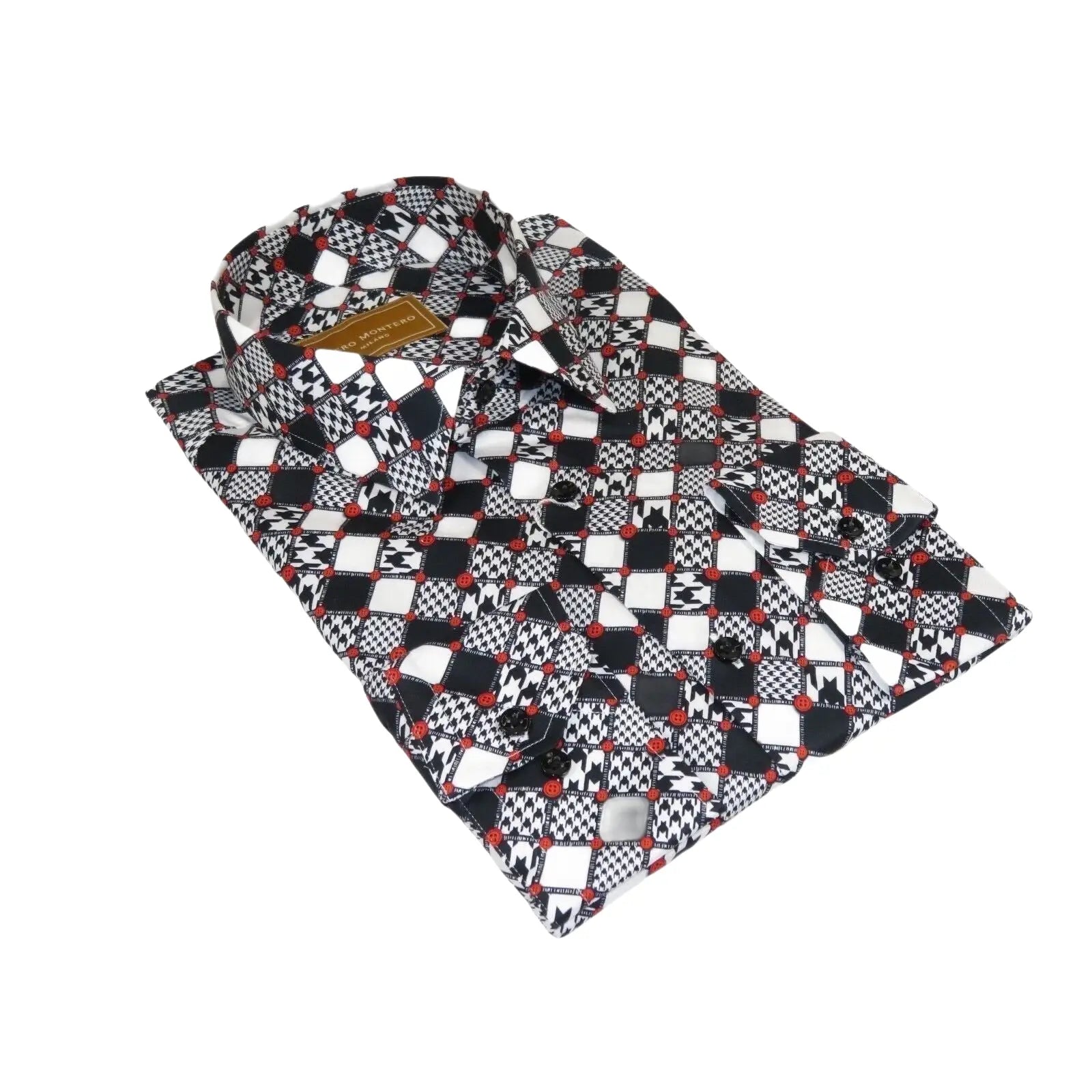 Men 100% Cotton Sport Shirt CIERO MONTERO Turkey Dress/Casual #5055 - 01 Black/Red - J.Valintin Men's Wear Legend - 101100