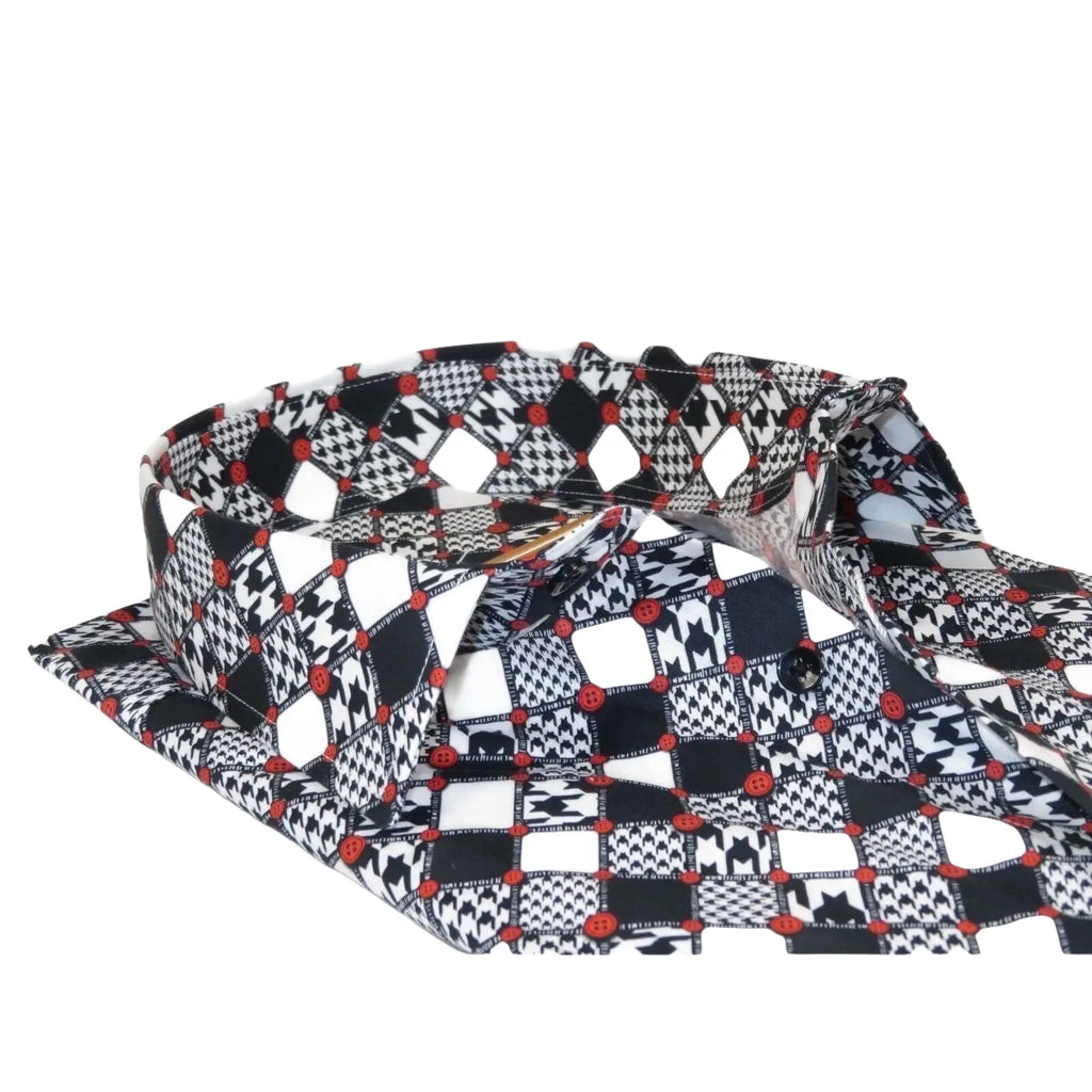 Men 100% Cotton Sport Shirt CIERO MONTERO Turkey Dress/Casual #5055 - 01 Black/Red - J.Valintin Men's Wear Legend - 101100