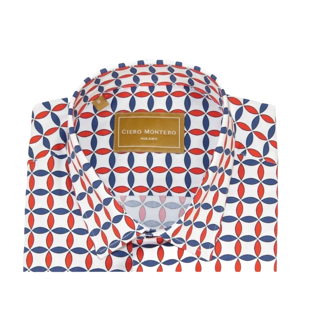 Men 100% Cotton Sports Shirt CIERO MONTERO Turkey Dress/Casual #5072 - 01 Red Blue - J.Valintin Men's Wear Legend - 101115