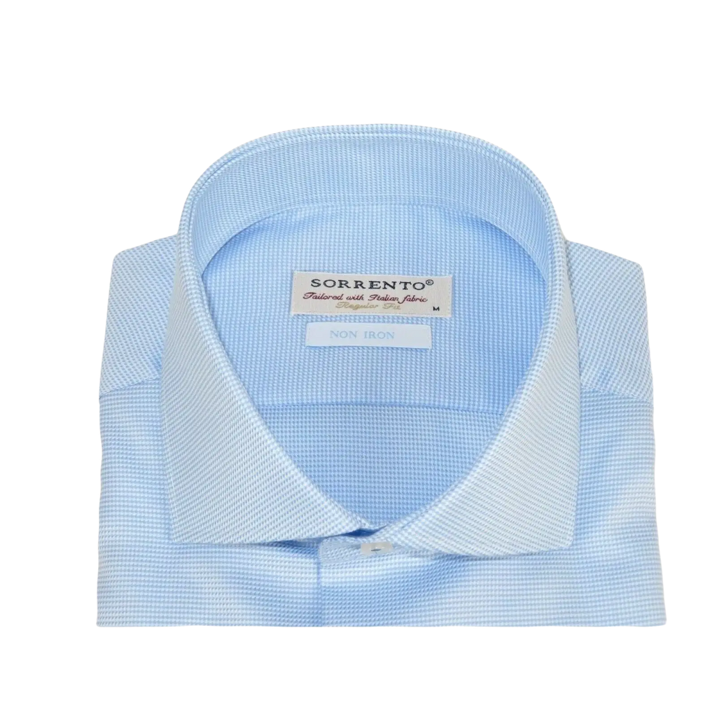 Men 100% Italian Cotton Shirt Non Iron SORRENTO Turkey Spread Collar 2745 Blue - J.Valintin Men's Wear Legend - 98718
