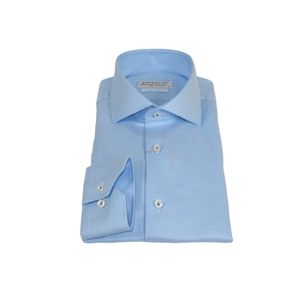 Men 100% Italian Cotton Shirt Non Iron SORRENTO Turkey Spread Collar 2745 Blue - J.Valintin Men's Wear Legend - 98718