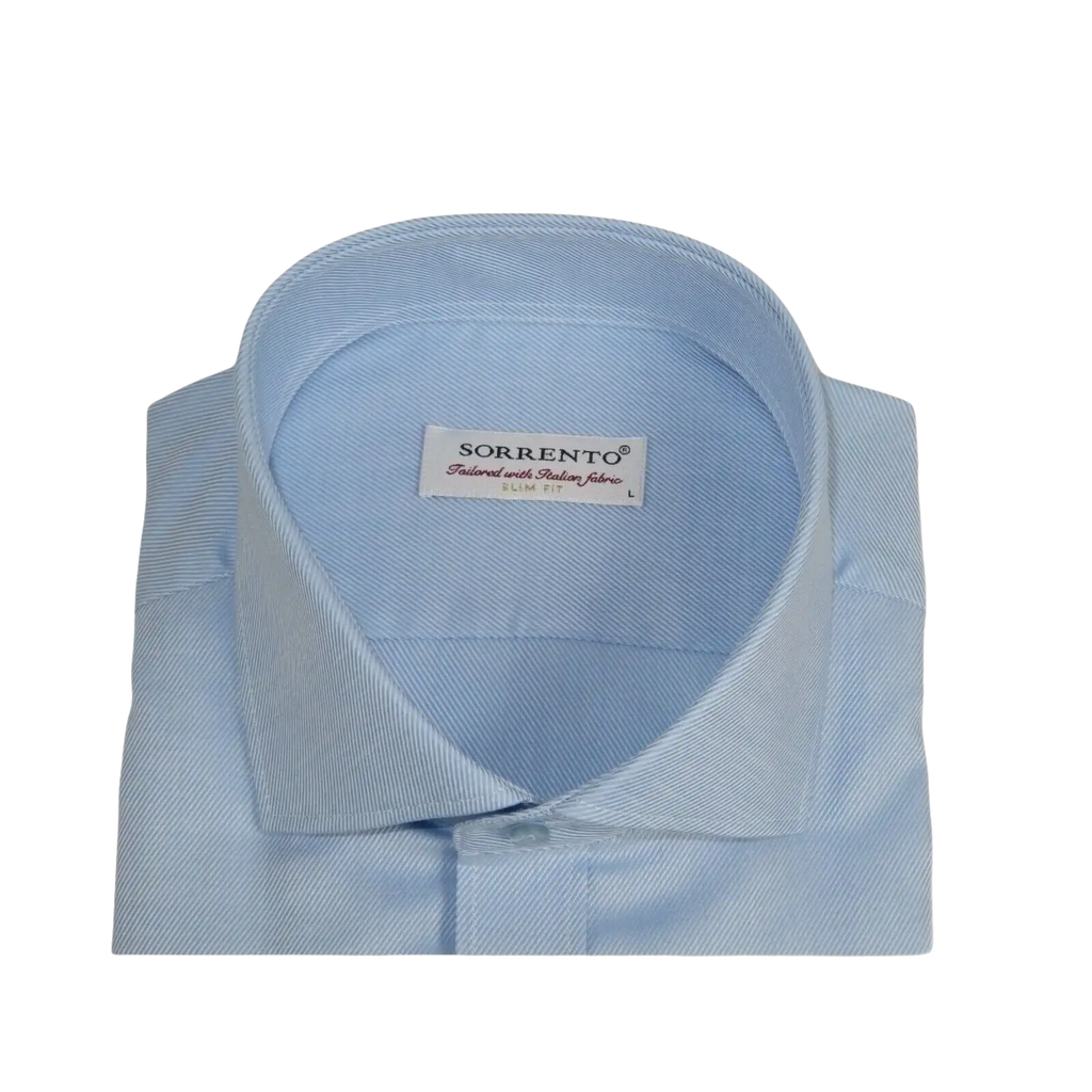 Men 100% Italian Cotton Shirt Non Iron SORRENTO Turkey Spread Collar 4883 Blue - J.Valintin Men's Wear Legend - 98714