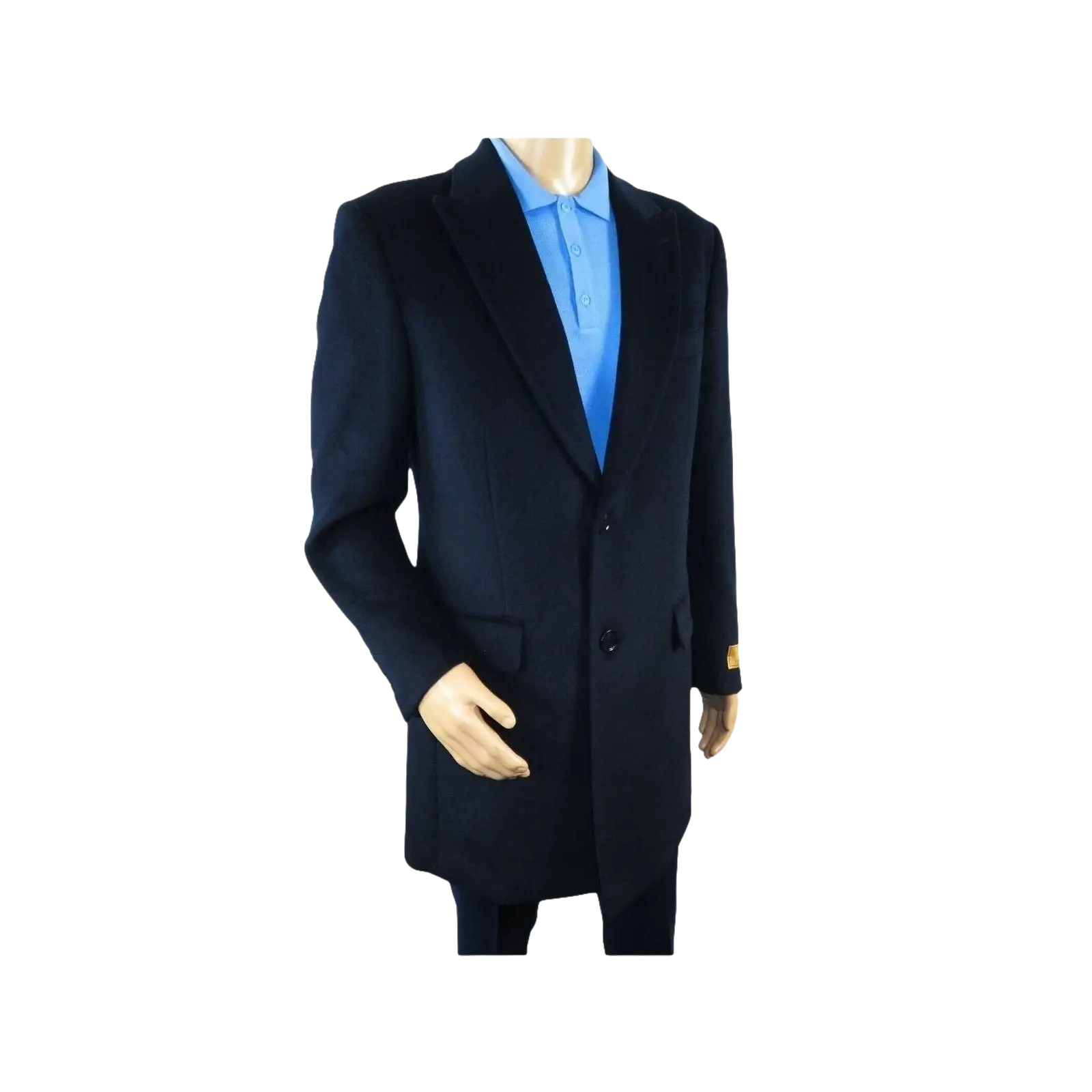 Men 100% Soft Wool 3/4 Length Winter Top Coat Cashmere Feel #Til - 71 Navy Blue - J.Valintin Men's Wear Legend - 98009