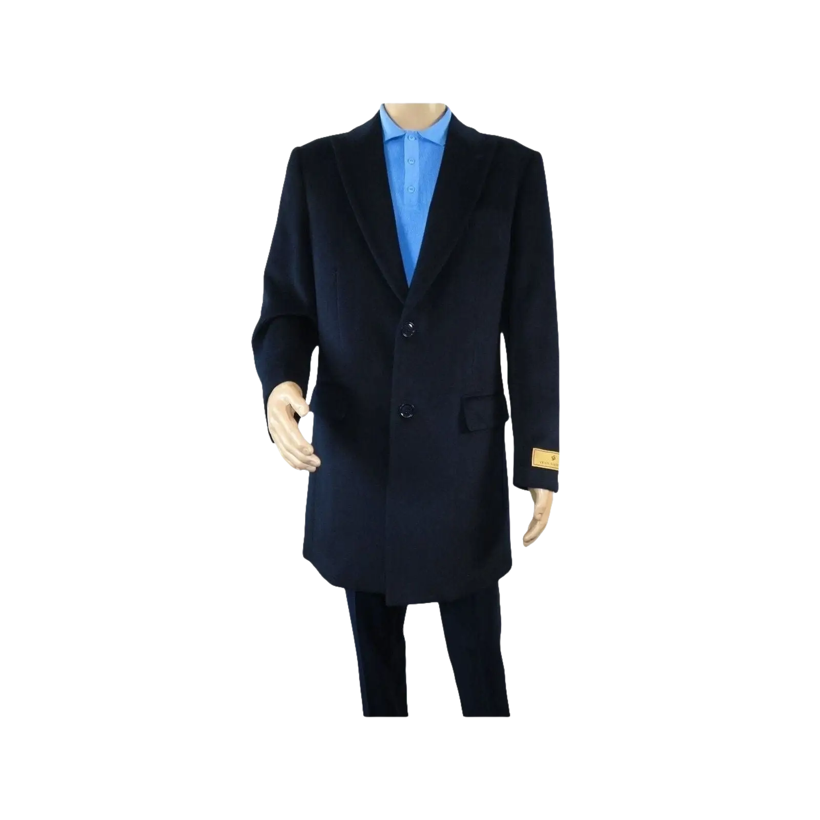 Men 100% Soft Wool 3/4 Length Winter Top Coat Cashmere Feel #Til - 71 Navy Blue - J.Valintin Men's Wear Legend - 98009