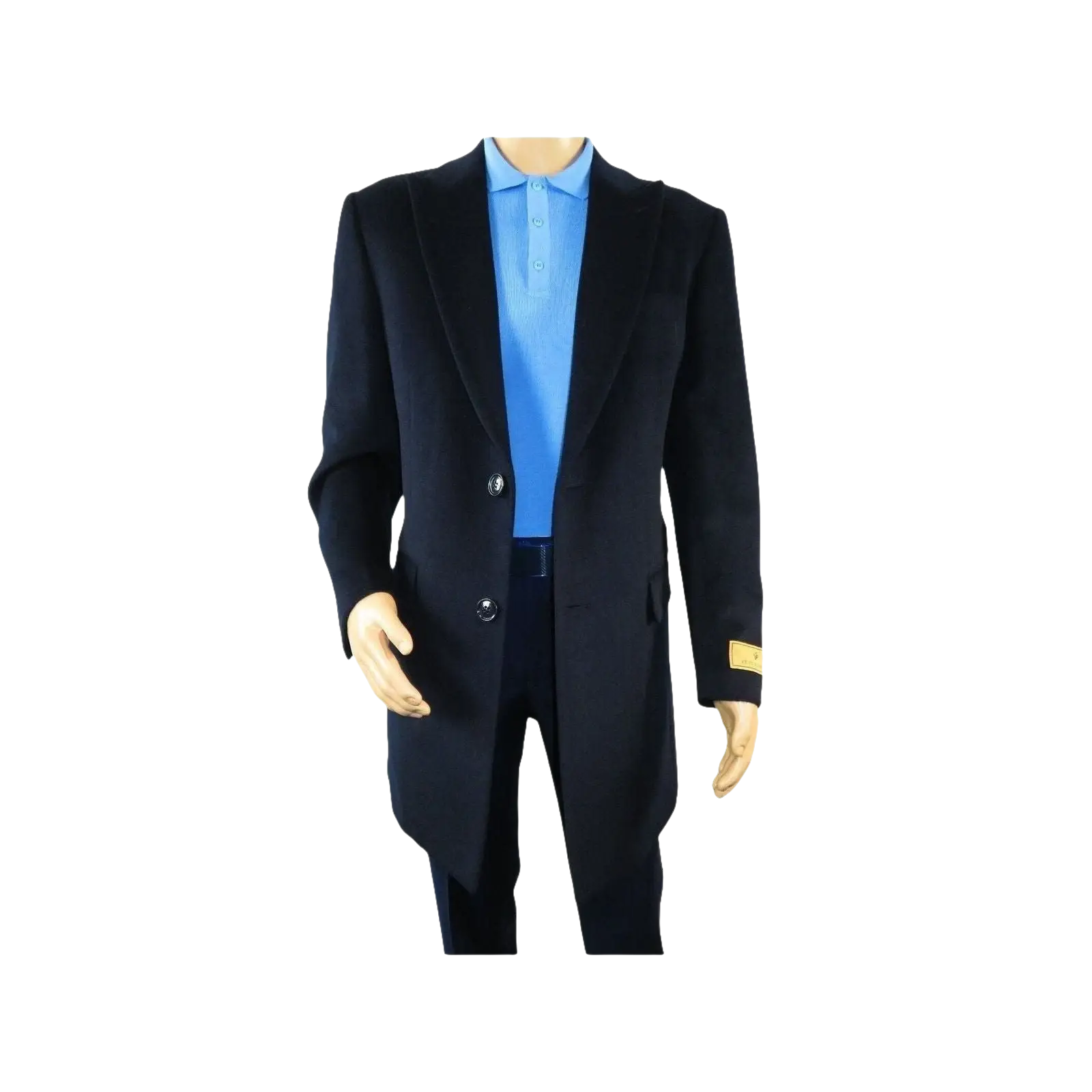 Men 100% Soft Wool 3/4 Length Winter Top Coat Cashmere Feel #Til - 71 Navy Blue - J.Valintin Men's Wear Legend - 98009