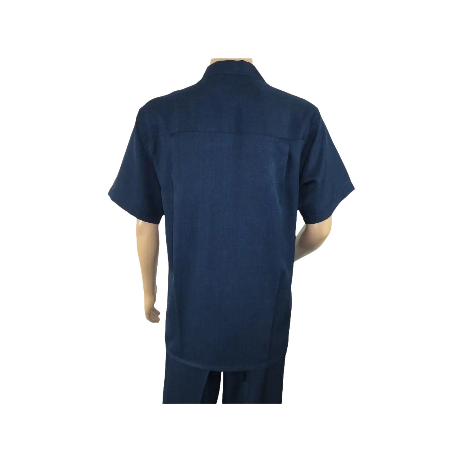 Men 2pc Walking Leisure Suit Short Sleeves By DREAMS 255 - 01 Solid Navy Blue - J.Valintin Men's Wear Legend - 96084