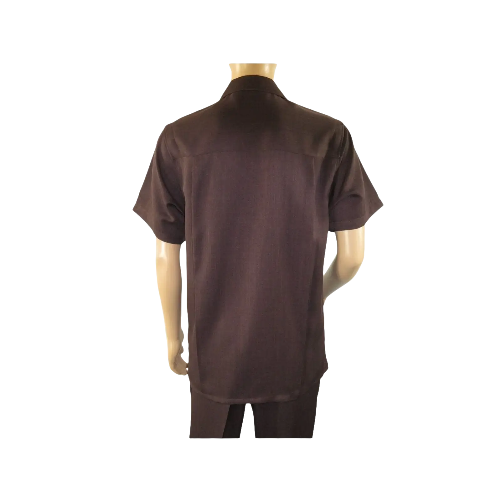 Men 2pc Walking Leisure Suit Short Sleeves By DREAMS 255 - 02 Solid Brown - J.Valintin Men's Wear Legend - 96090