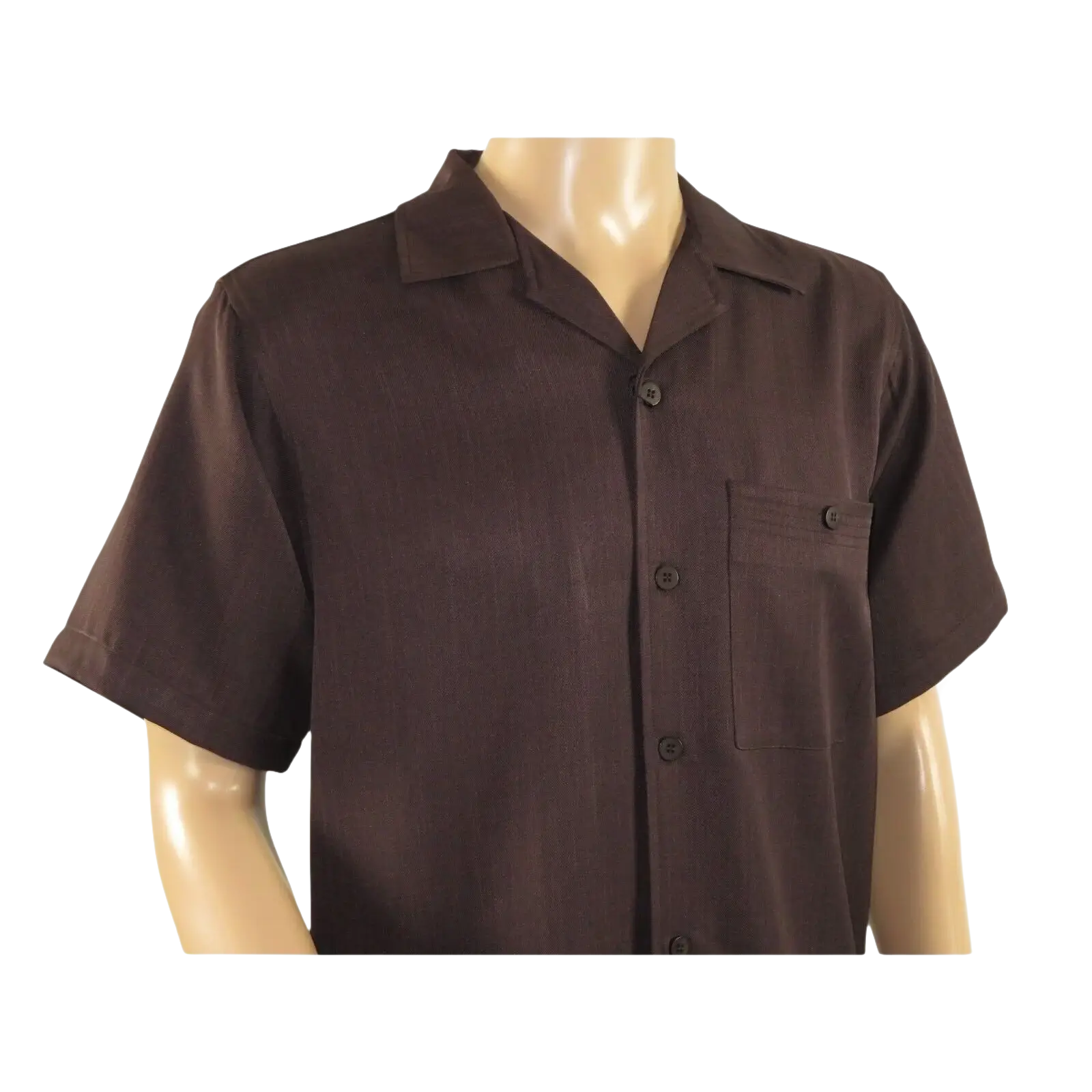 Men 2pc Walking Leisure Suit Short Sleeves By DREAMS 255 - 02 Solid Brown - J.Valintin Men's Wear Legend - 96090