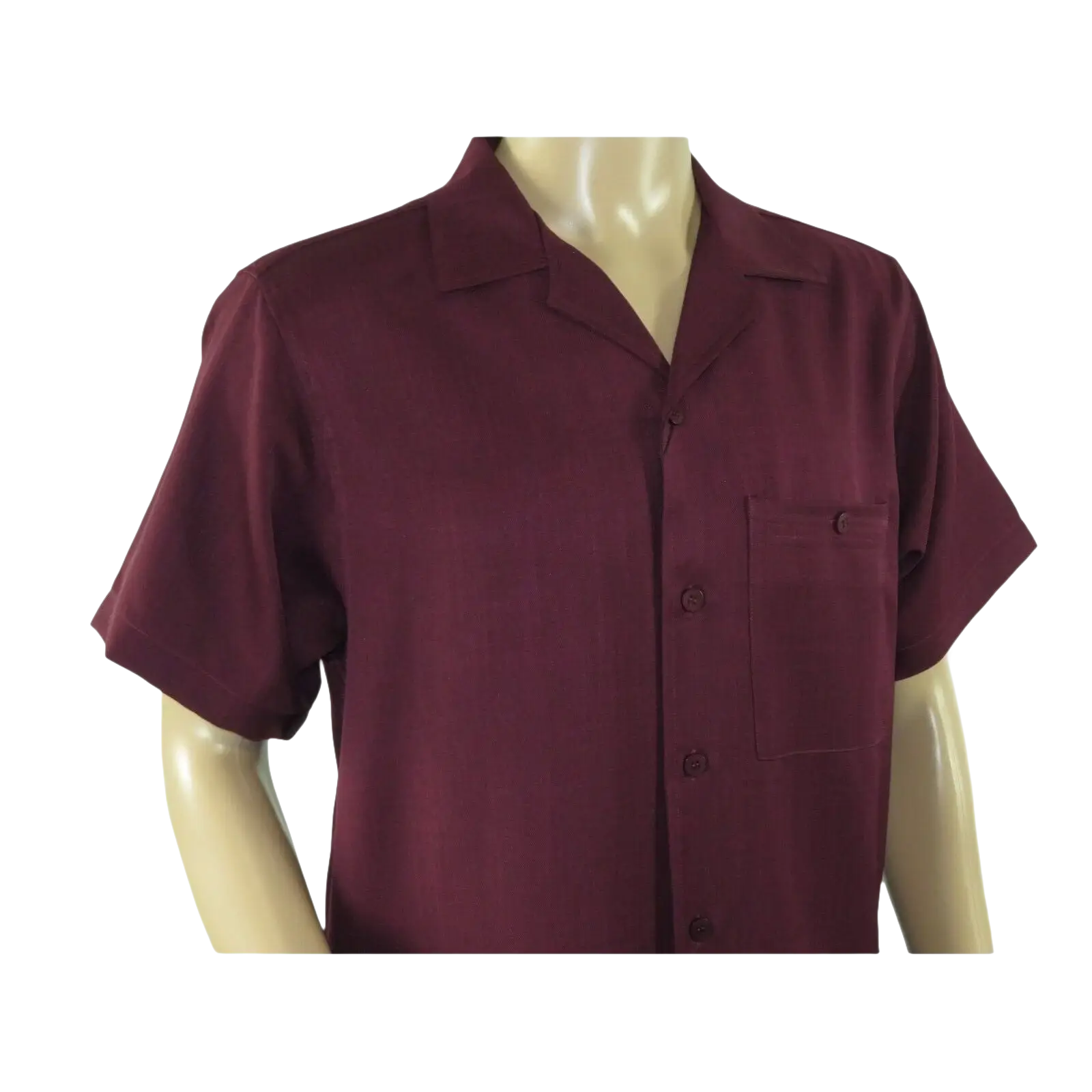 Men 2pc Walking Leisure Suit Short Sleeves By DREAMS 255 - 06 Solid Burgundy - J.Valintin Men's Wear Legend - 95872