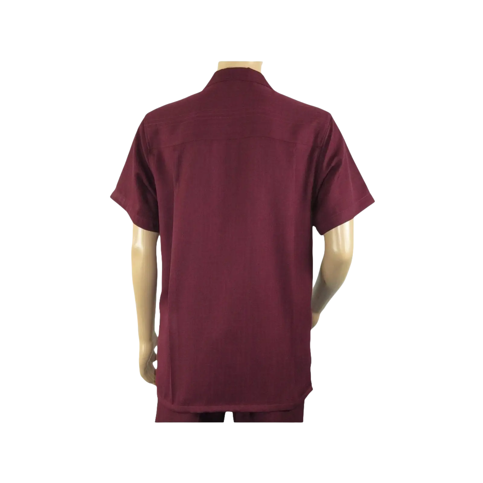 Men 2pc Walking Leisure Suit Short Sleeves By DREAMS 255 - 06 Solid Burgundy - J.Valintin Men's Wear Legend - 95872