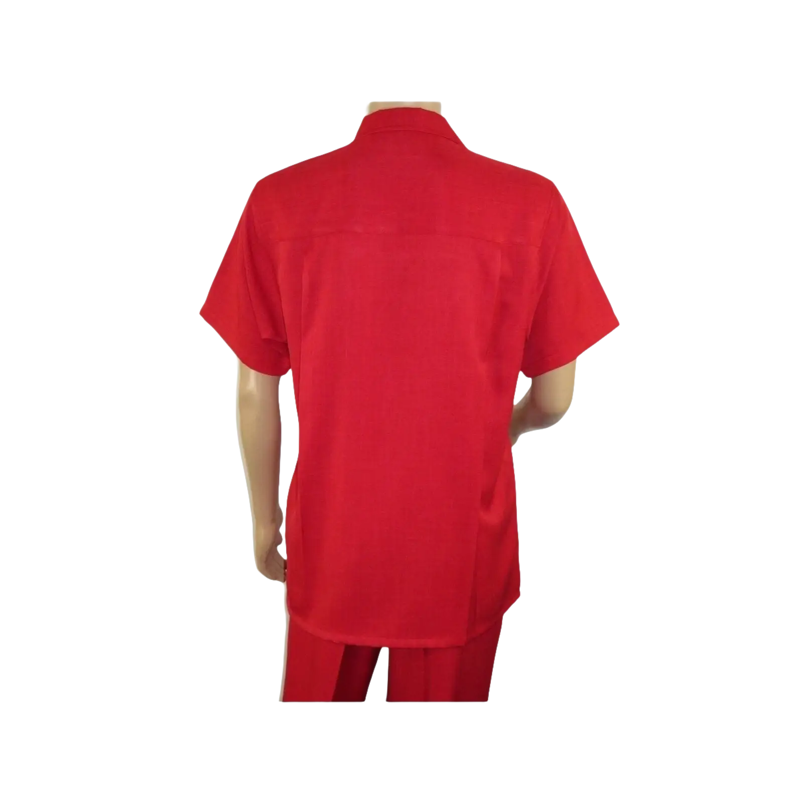 Men 2pc Walking Leisure Suit Short Sleeves By DREAMS 255 - 08 Solid Red - J.Valintin Men's Wear Legend - 95878