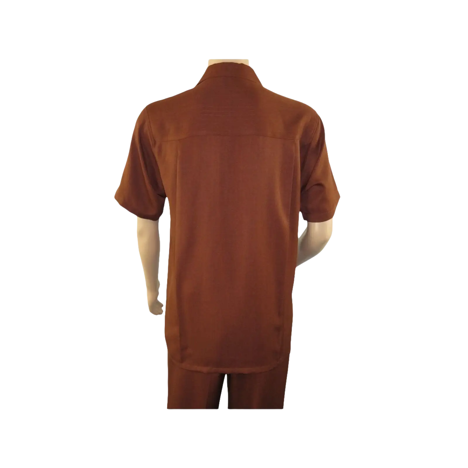 Men 2pc Walking Leisure Suit Short Sleeves By DREAMS 255 - 12 Solid Cognac - J.Valintin Men's Wear Legend - 95884