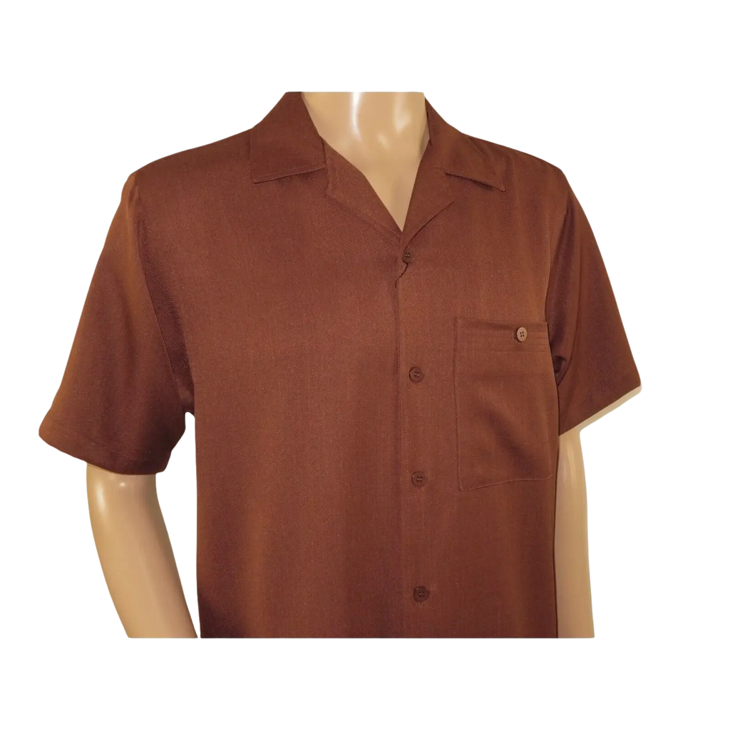 Men 2pc Walking Leisure Suit Short Sleeves By DREAMS 255 - 12 Solid Cognac - J.Valintin Men's Wear Legend - 95884