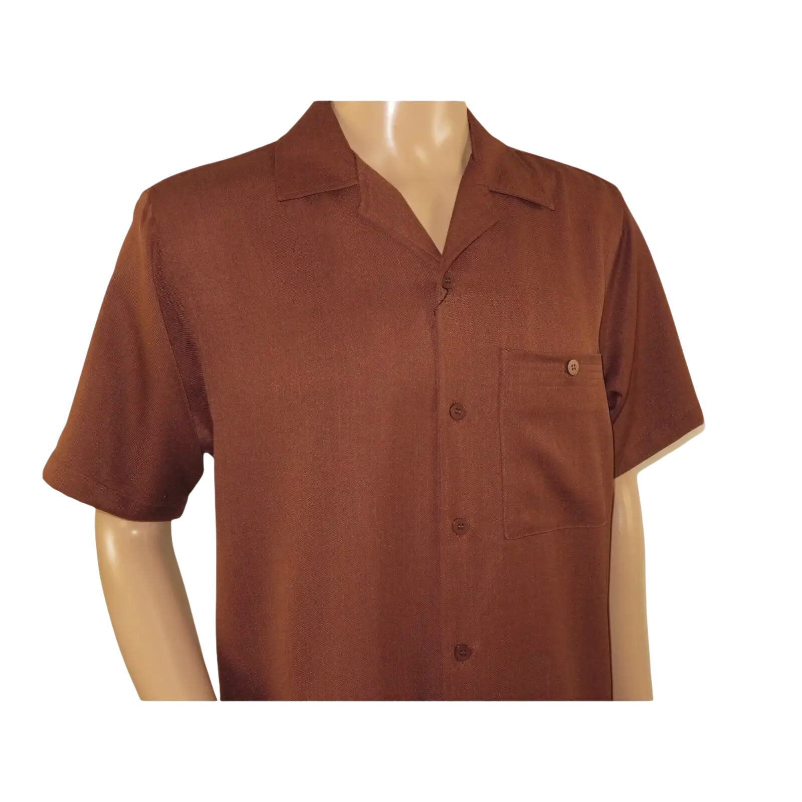 Men 2pc Walking Leisure Suit Short Sleeves By DREAMS 255 - 12 Solid Cognac - J.Valintin Men's Wear Legend - 95884