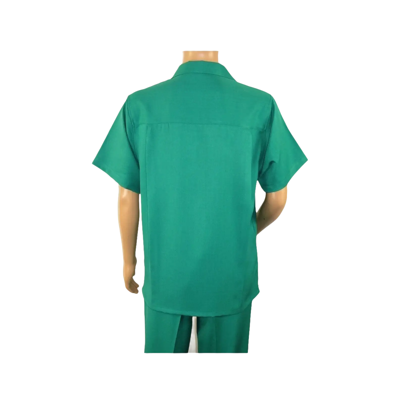 Men 2pc Walking Leisure Suit Short Sleeves By DREAMS 255 - 14 Solid Emerald green - J.Valintin Men's Wear Legend - 96114