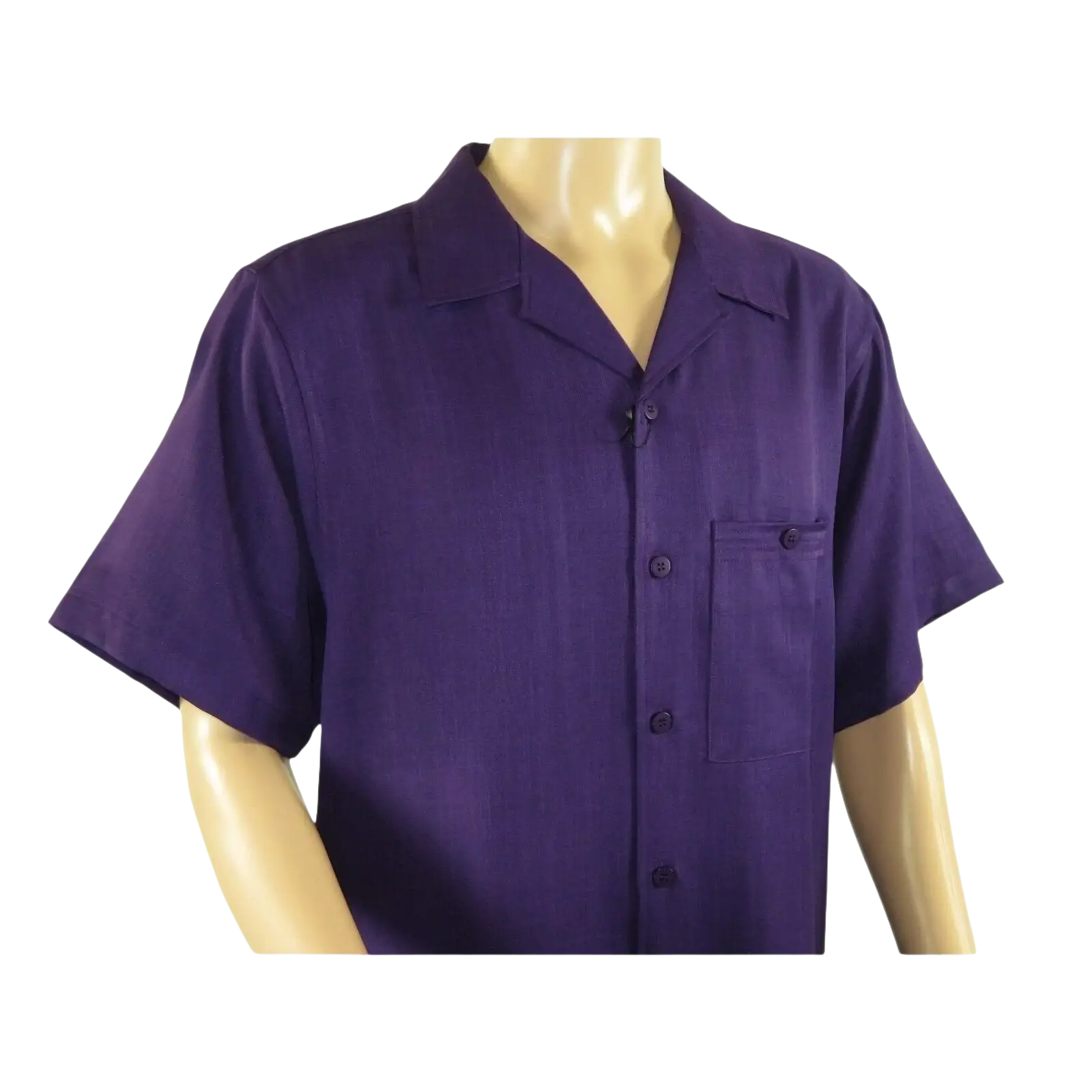 Men 2pc Walking Leisure Suit Short Sleeves By DREAMS 255 - 19 Solid Purple - J.Valintin Men's Wear Legend - 95896