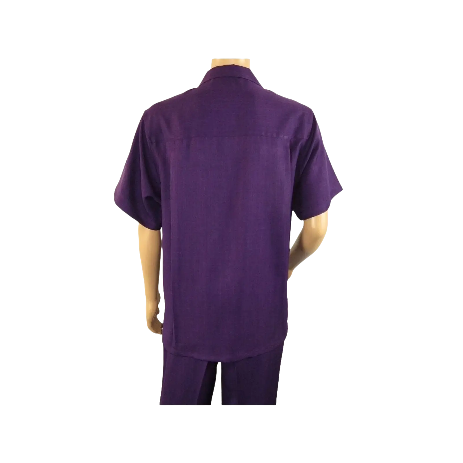 Men 2pc Walking Leisure Suit Short Sleeves By DREAMS 255 - 19 Solid Purple - J.Valintin Men's Wear Legend - 95896