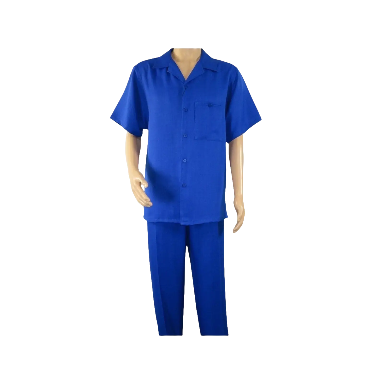 Men 2pc Walking Leisure Suit Short Sleeves By DREAMS 255 - 21 Solid Royal Blue - J.Valintin Men's Wear Legend - 95902