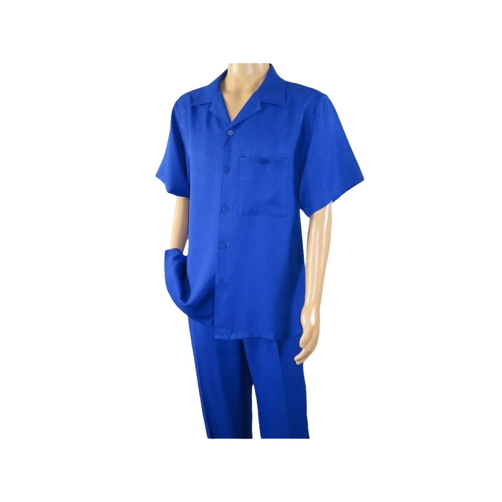 Men 2pc Walking Leisure Suit Short Sleeves By DREAMS 255 - 21 Solid Royal Blue - J.Valintin Men's Wear Legend - 95902