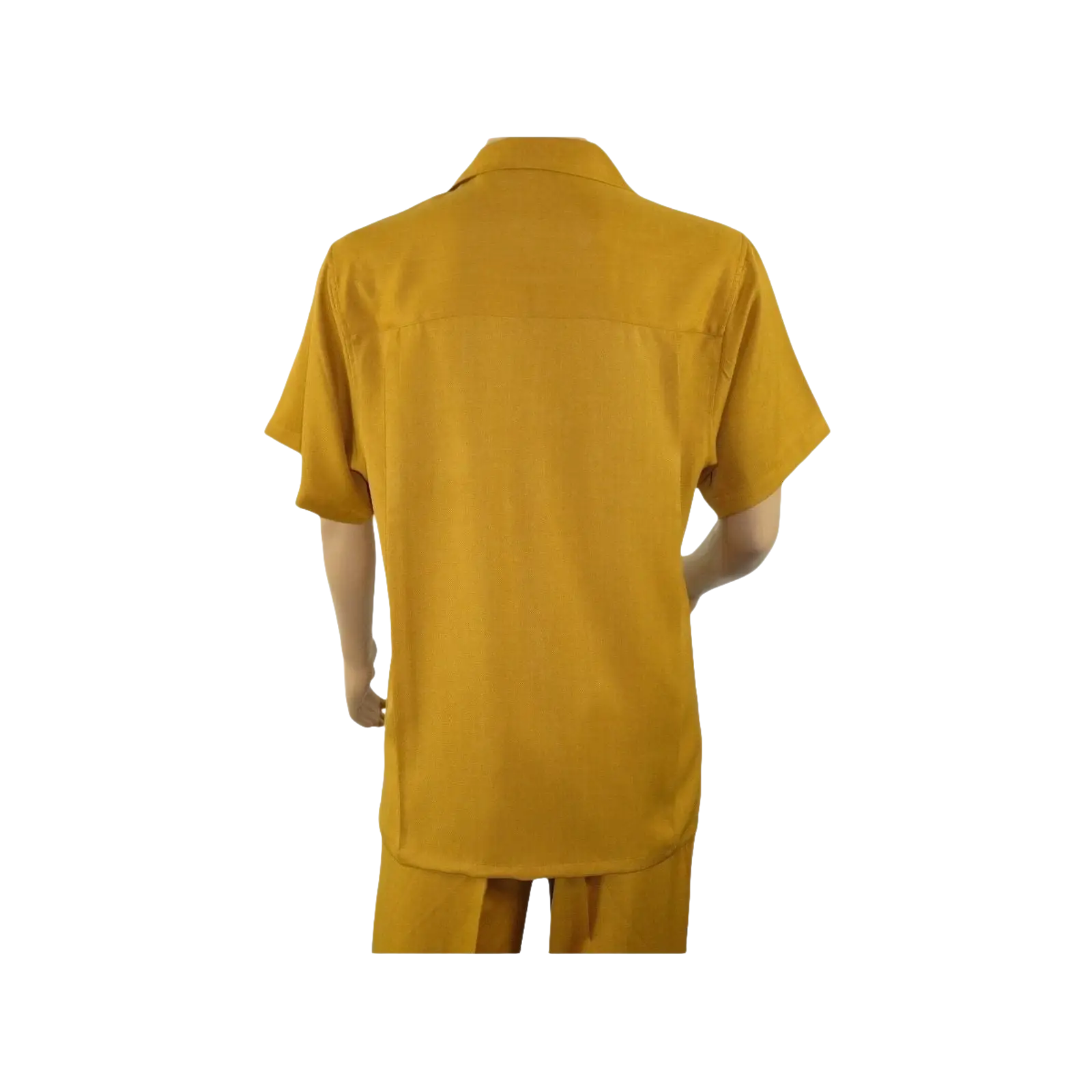Men 2pc Walking Leisure Suit Short Sleeves By DREAMS 255 - 27 Solid Mustard - J.Valintin Men's Wear Legend - 95914