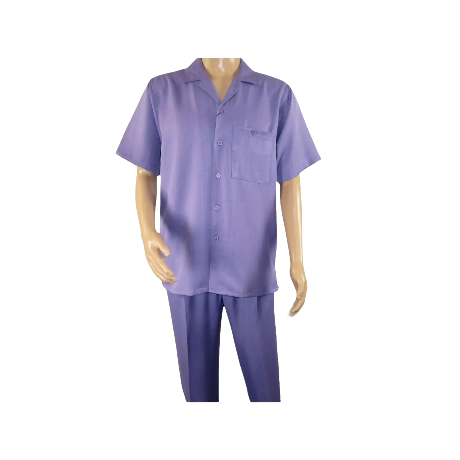 Men 2pc Walking Leisure Suit Short Sleeves By DREAMS 255 - 29 Solid Lavender - J.Valintin Men's Wear Legend - 95920