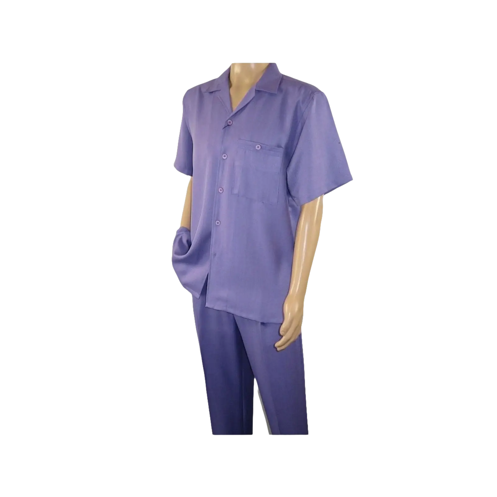 Men 2pc Walking Leisure Suit Short Sleeves By DREAMS 255 - 29 Solid Lavender - J.Valintin Men's Wear Legend - 95920