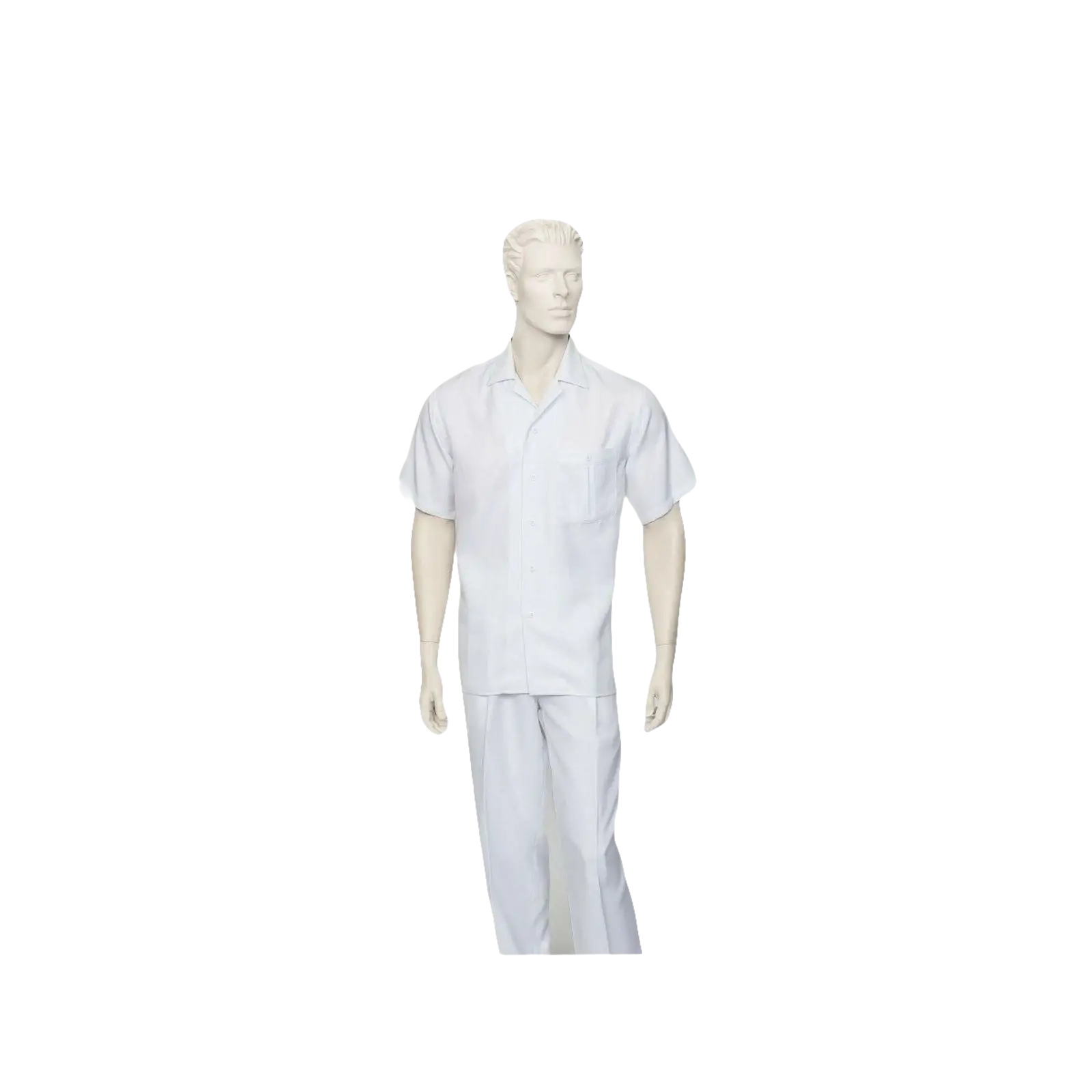 Men 2pc Walking Leisure Suit Short Sleeves By DREAMS 256 Solid White New - J.Valintin Men's Wear Legend - 24601