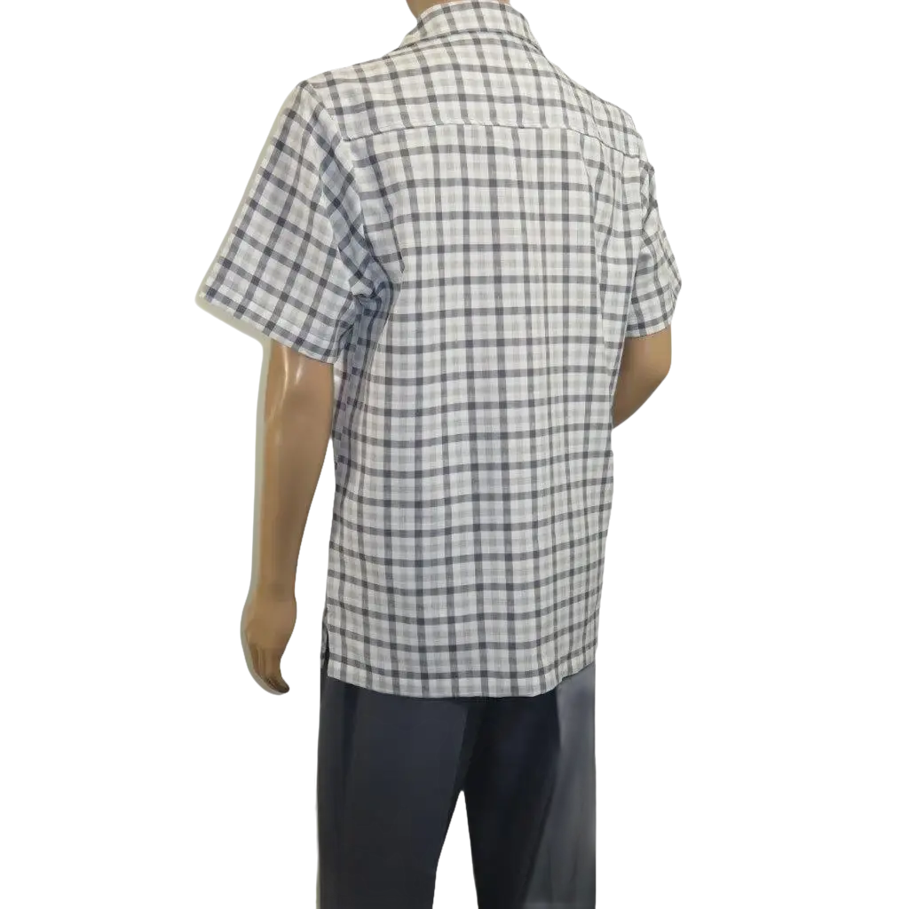 Men 2pc Walking Leisure Suit Short Sleeves By DREAMS Checker 283 - 10 Gray - J.Valintin Men's Wear Legend - 283 - 10 Gray - M