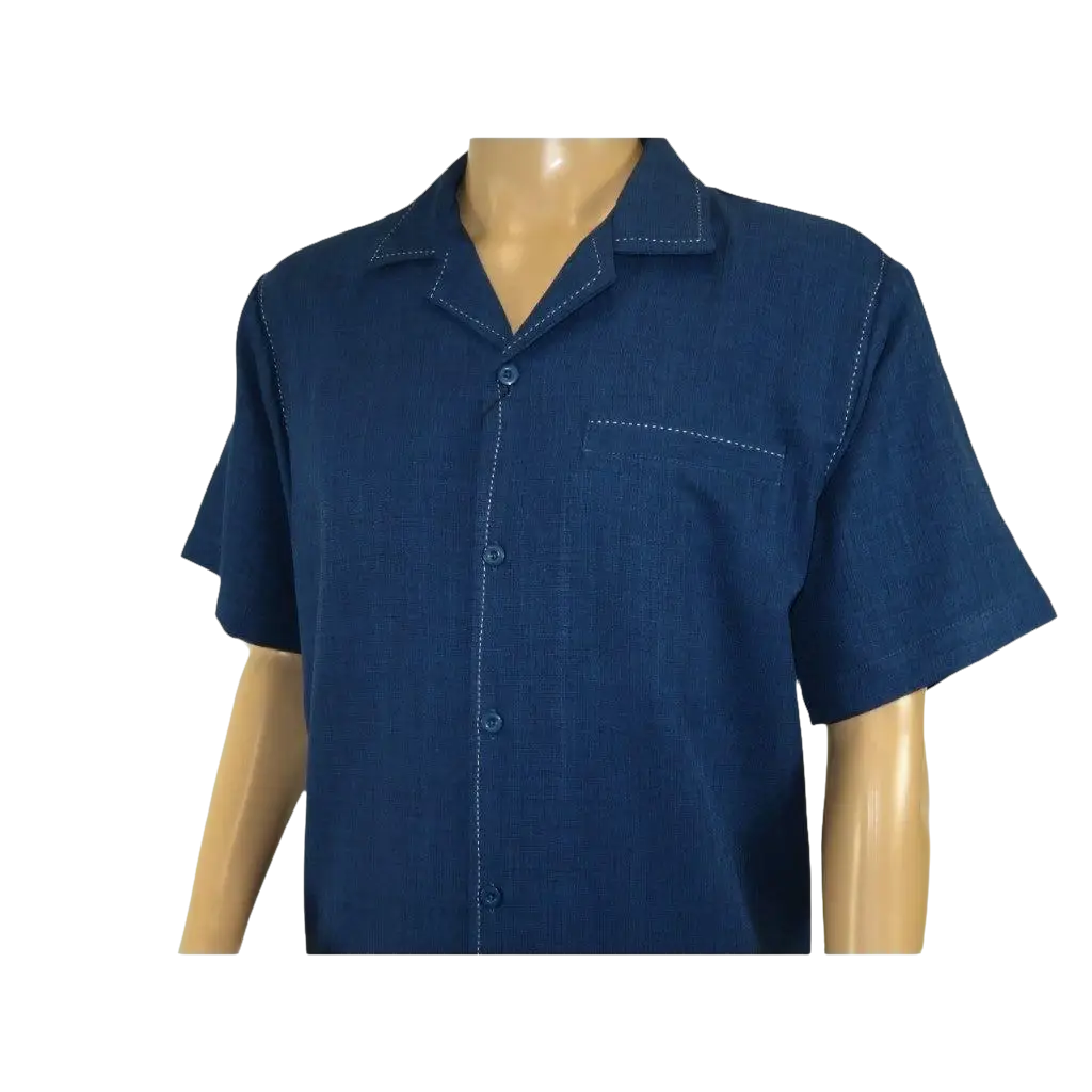 Men 2pc Walking Leisure Suit Short Sleeves By DREAMS Fancy 265 - 31 Sailor Blue - J.Valintin Men's Wear Legend - 265 - 31 Sailor - M