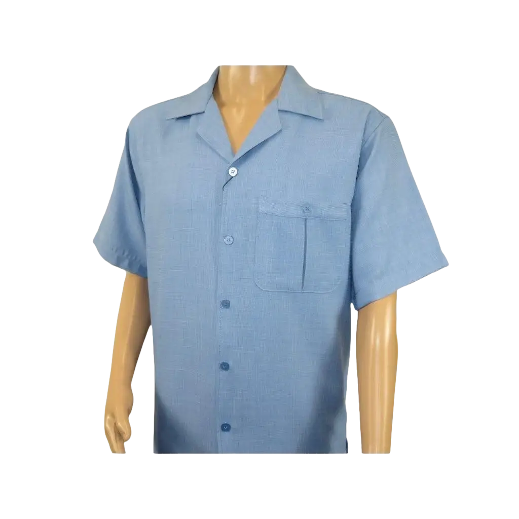 Men 2pc Walking Leisure Suit Short Sleeves By DREAMS Fancy 277 - 11 Ocean Blue - J.Valintin Men's Wear Legend - 277 - 11 Ocean - M