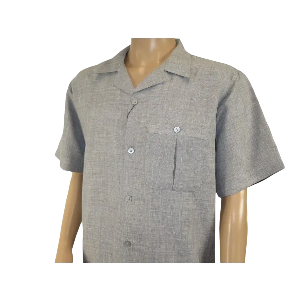 Men 2pc Walking Leisure Suit Short Sleeves By DREAMS Fancy 277 - 35 Steel Gray - J.Valintin Men's Wear Legend - 277 - 35 Steel - M