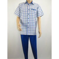Men 2pc Walking Leisure Suit Short Sleeves By DREAMS Fancy 283 - 11 Royal Blue - J.Valintin Men's Wear Legend - 283 - 11 Royal - M