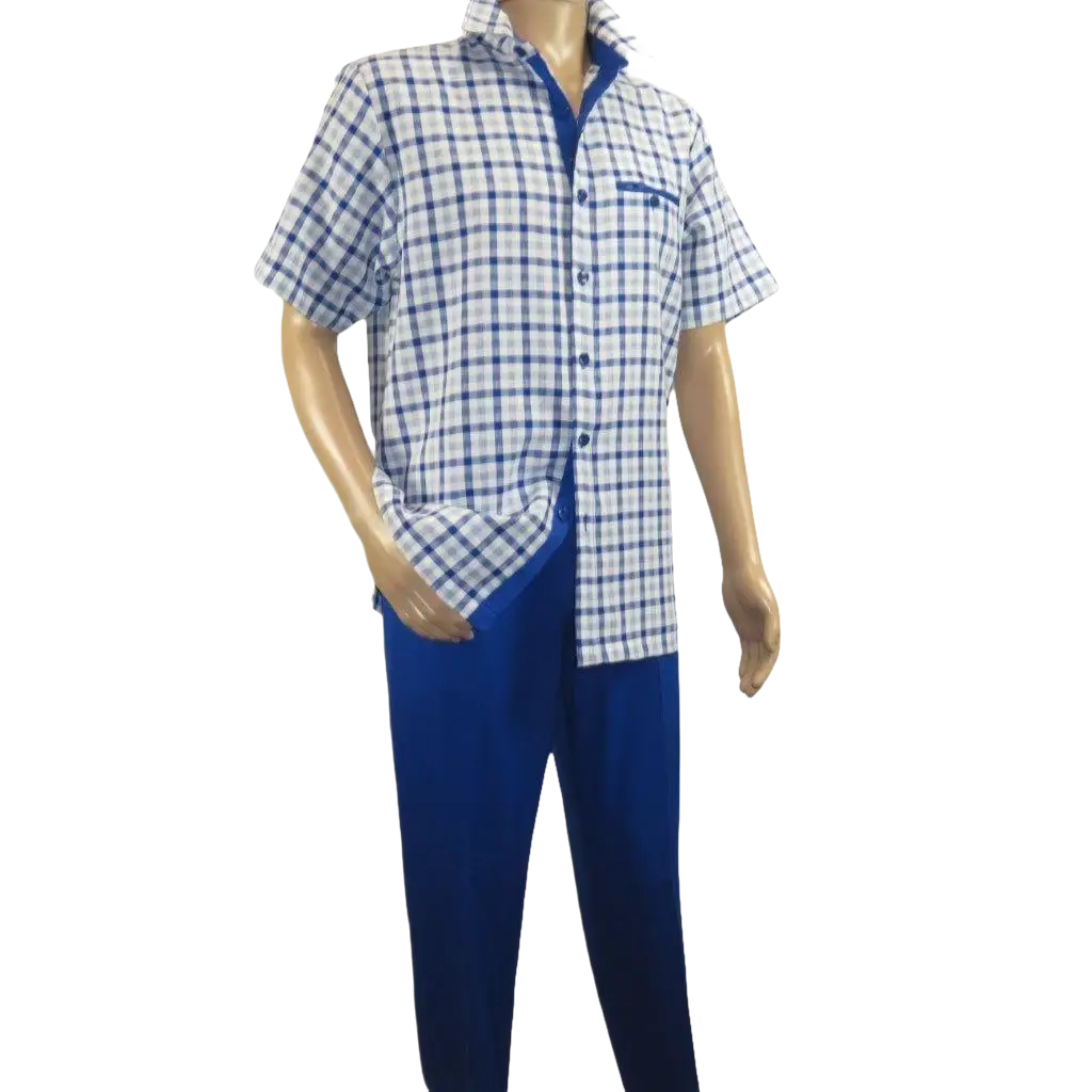 Men 2pc Walking Leisure Suit Short Sleeves By DREAMS Fancy 283 - 11 Royal Blue - J.Valintin Men's Wear Legend - 283 - 11 Royal - M