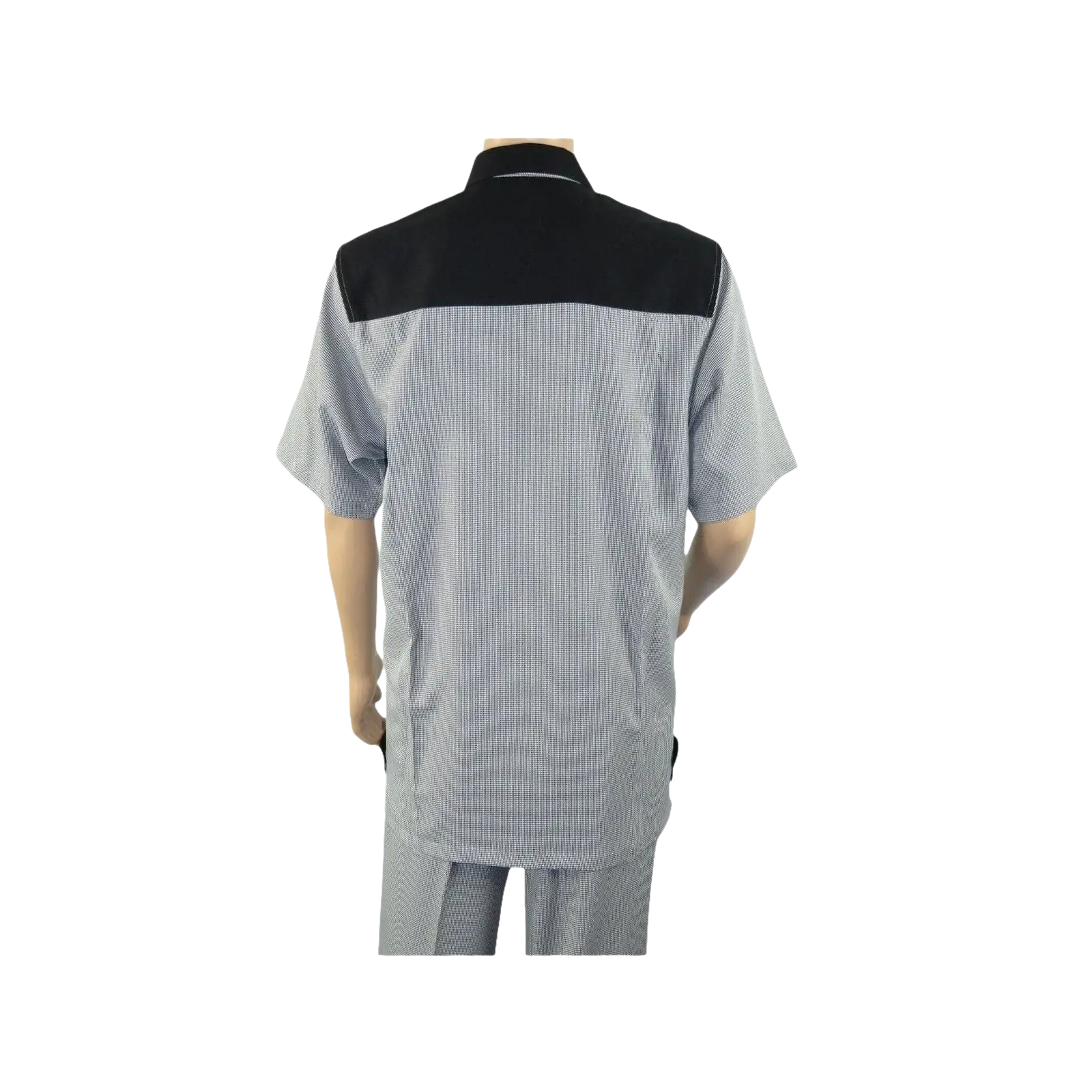 Men 2pc Walking Leisure Suit Short Sleeves DREAMS 263 - 00 Black white Salt pepper - J.Valintin Men's Wear Legend - 24634