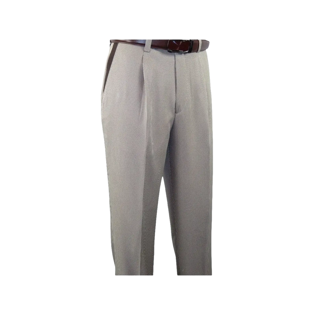 Men 2pc Walking Leisure Suit Short Sleeves DREAMS 263 - 12 Brown Tan Salt Pepper - J.Valintin Men's Wear Legend - 96122