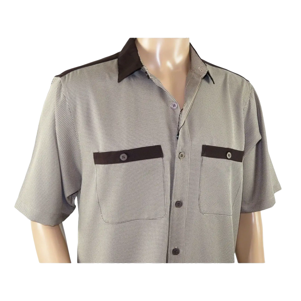 Men 2pc Walking Leisure Suit Short Sleeves DREAMS 263 - 12 Brown Tan Salt Pepper - J.Valintin Men's Wear Legend - 96122
