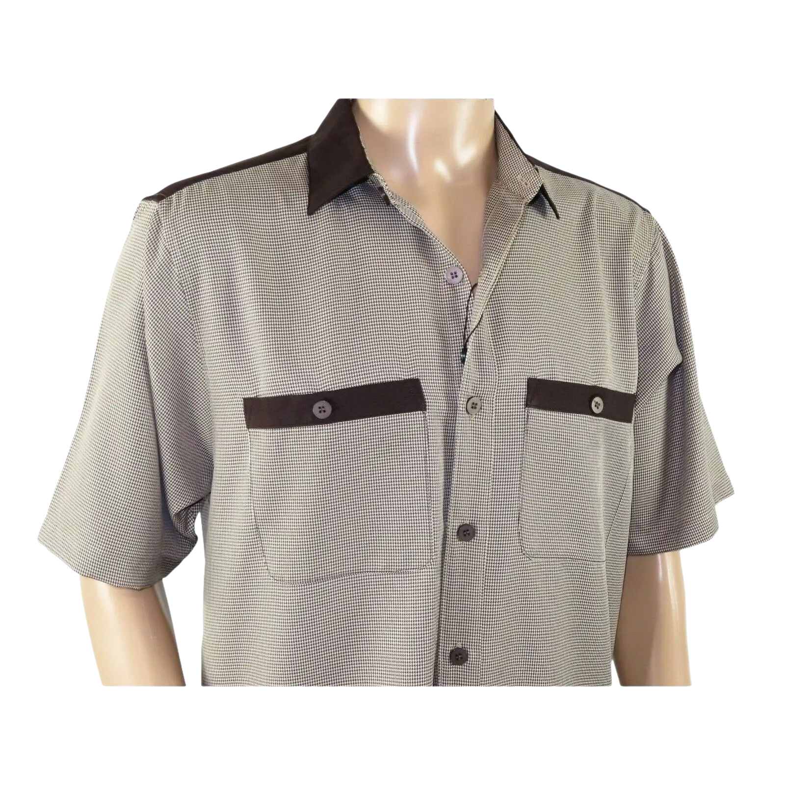 Men 2pc Walking Leisure Suit Short Sleeves DREAMS 263 - 12 Brown Tan Salt Pepper - J.Valintin Men's Wear Legend - 96122