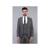 Men 3pc European Suit WESSI by J.VALINTIN Extra Slim Fit JV35 gray Window Pane - J.Valintin Men's Wear Legend - 16887